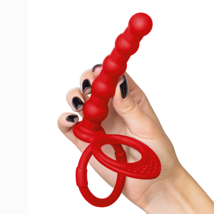 Насадка на пенис для двойного проникновения Black&Red by TOYFA, силикон, красная, 19,5 см