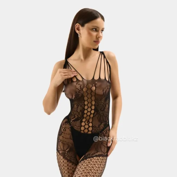 Эротический комбинезон, с доступом, черный