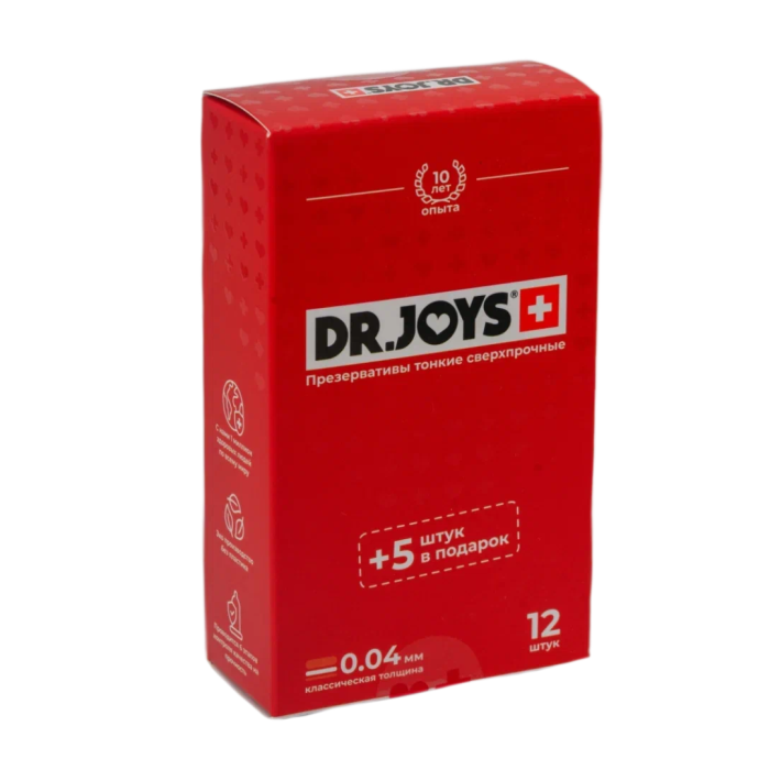 Презервативы DR.JOYS+ Классическая толщина 0.04 тонкие 12 штук + 5 штук в подарок