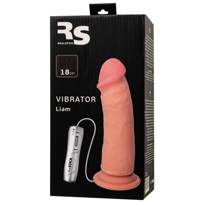 Реалистичный вибратор RealStick Elite Vibro Liam, TPR, телесный, 7 режимов вибрации, 18 см