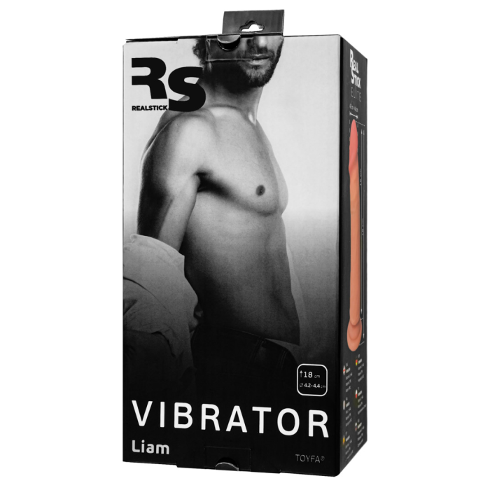 Реалистичный вибратор RealStick Elite Vibro Liam, TPR, телесный, 7 режимов вибрации, 18 см