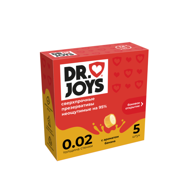 Презервативы DR. JOY банан (маленькая упаковка, 5 штук в пачке)