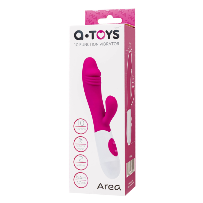 Вибратор с клиторальным стимулятором A-Toys by TOYFA Area, силикон, розовый, 19,5 см
