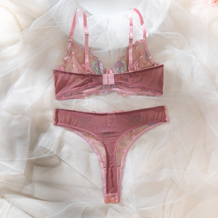 Комплект эротического белья, прозрачно-розовый