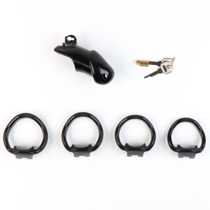 Пояс верности мужской, пластик, 6×3.5 см, набор колец, замок, ключ, черный
