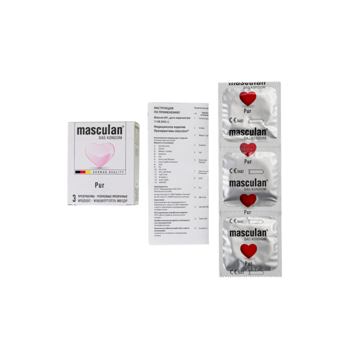 Презервативы Masculan, Pur № 3 утонченные, 18,5 см, 5.3 см, 3 шт.