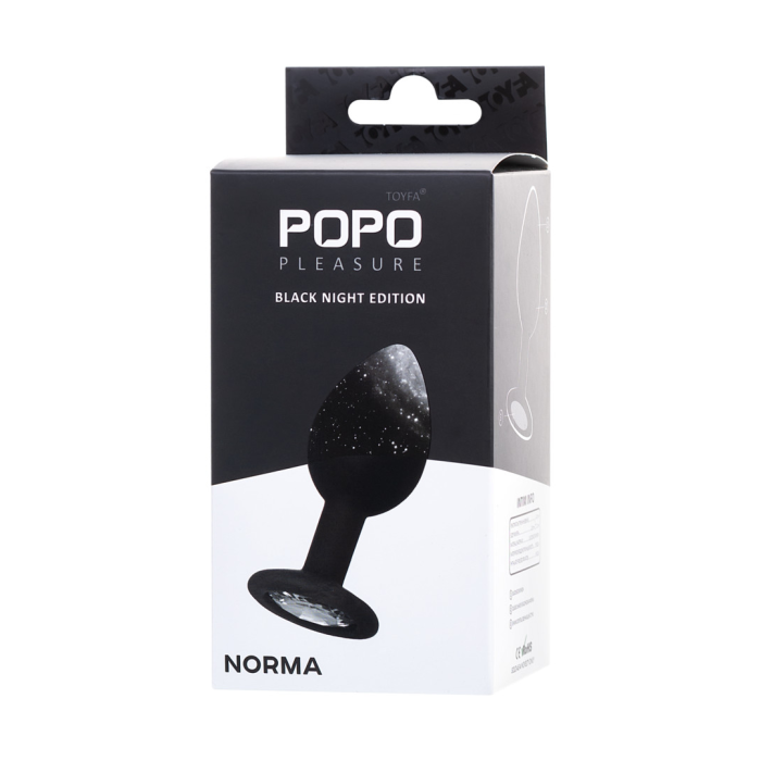 Анальная втулка POPO Pleasure by TOYFA NORMA со стразом, S, силикон, черная, 7,2 см, Ø 2,8 см, 25 г
