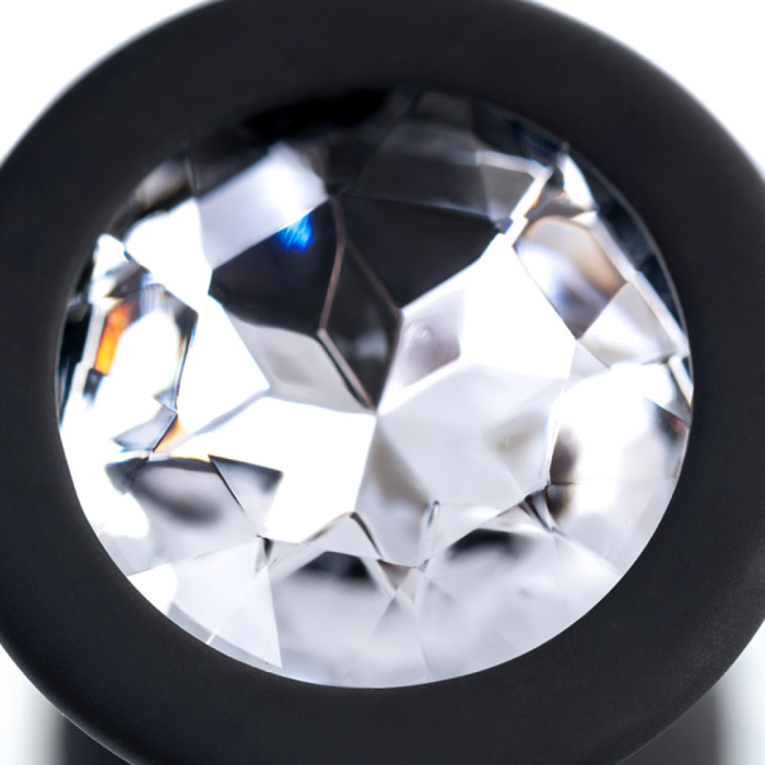 Анальная втулка POPO Pleasure by TOYFA NORMA со стразом, S, силикон, черная, 7,2 см, Ø 2,8 см, 25 г