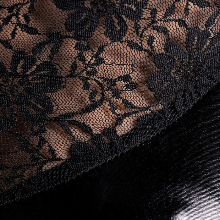 Платье Glossy Lulu из материала Wetlook, черное, XL