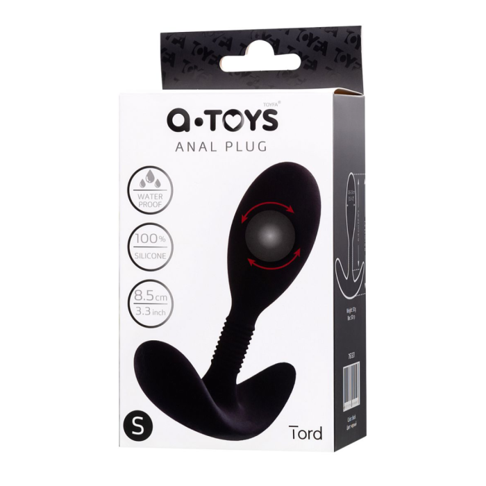 Анальная втулка A-Toys by TOYFA Tord S, силикон, черный, 8,5 см