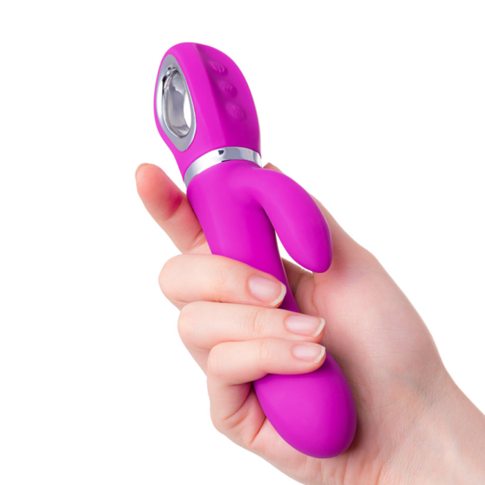 Вибратор с клиторальным стимулятором JOS JOLY, с WOW-режимом, силикон, фиолетовый, 19,6 см