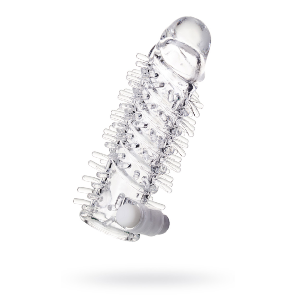 Насадка на пенис A-Toys by TOYFA Fril с вибропулей, TPR, прозрачная, 13,4 см