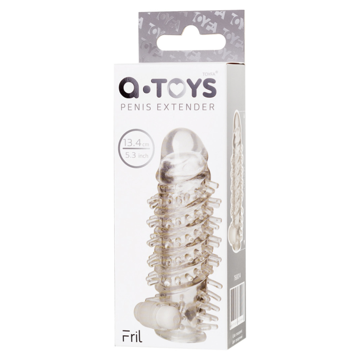 Насадка на пенис A-Toys by TOYFA Fril с вибропулей, TPR, прозрачная, 13,4 см