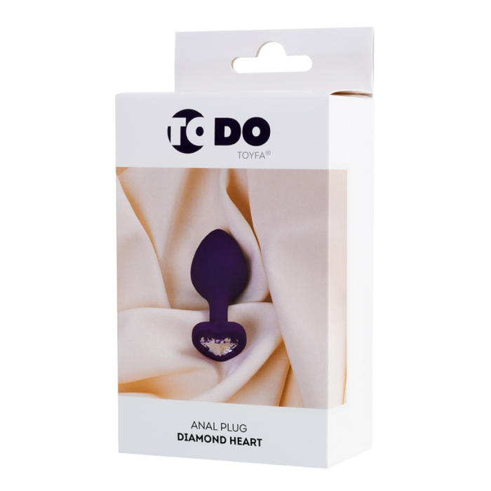 Анальная втулка ToDo by Toyfa Diamond Heart, силикон, фиолетовый, 8 см, Ø 3,5 см