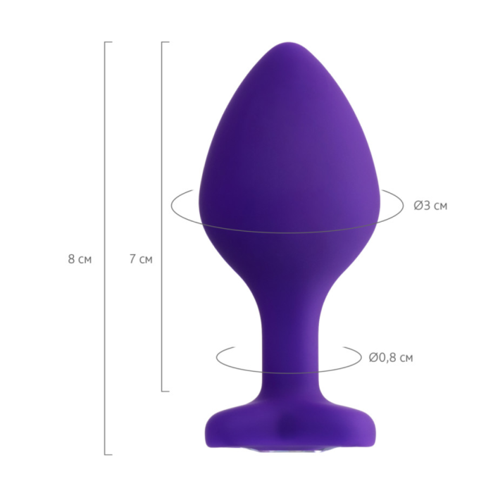Анальная втулка ToDo by Toyfa Diamond Heart, силикон, фиолетовый, 8 см, Ø 3,5 см