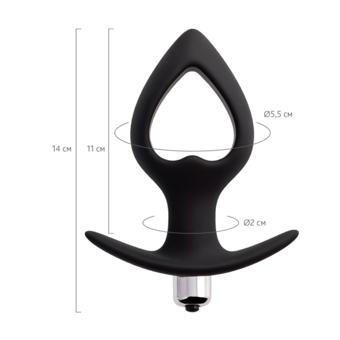 Анальная вибровтулка-расширитель POPO Pleasure by TOYFA Cordis M, силикон, черная, 14 см, Ø 5,5