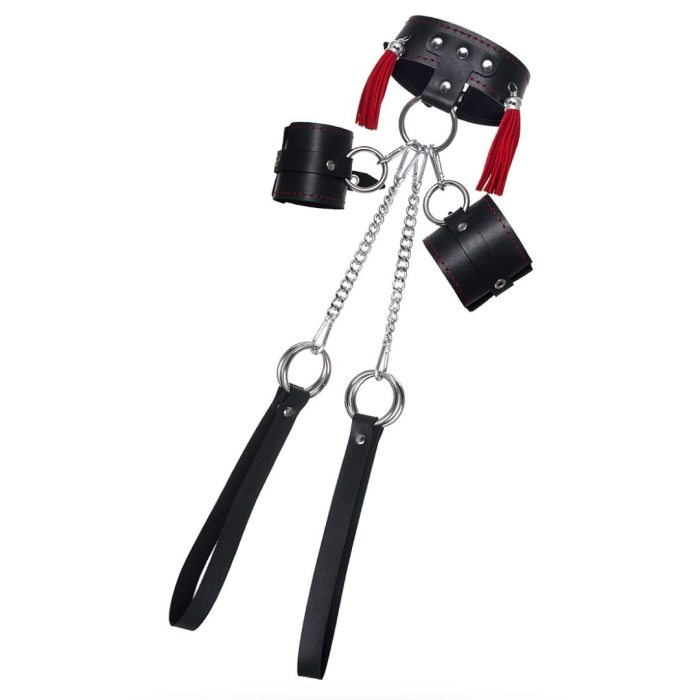 Бондажная система Pecado BDSM, для фиксации рук и поддержки ног, натуральная кожа, черная