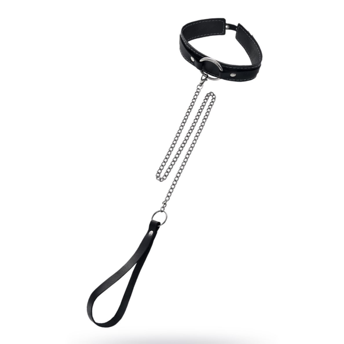 Чокер-ошейник Pecado BDSM, натуральная кожа, черный