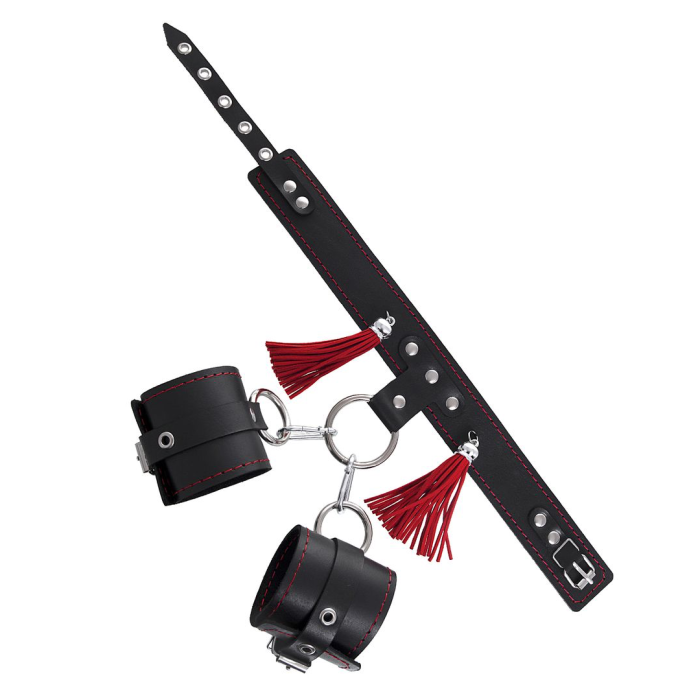 Бондажная система Pecado BDSM, для фиксации рук и поддержки ног, натуральная кожа, черная