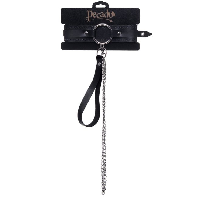 Чокер-ошейник Pecado BDSM, натуральная кожа, черный