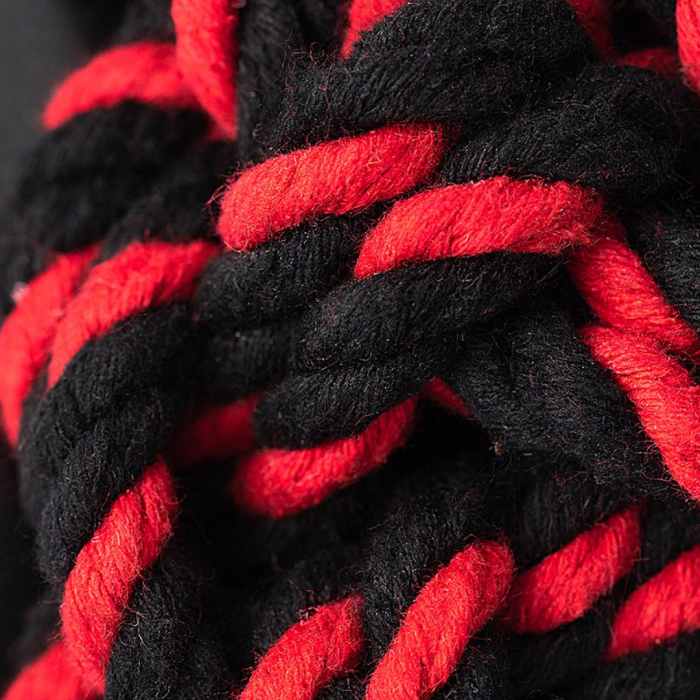 Наручники-оковы Pecado BDSM, "Узел-альфа", из хлопковой веревки, черно-красные, 3,3 м