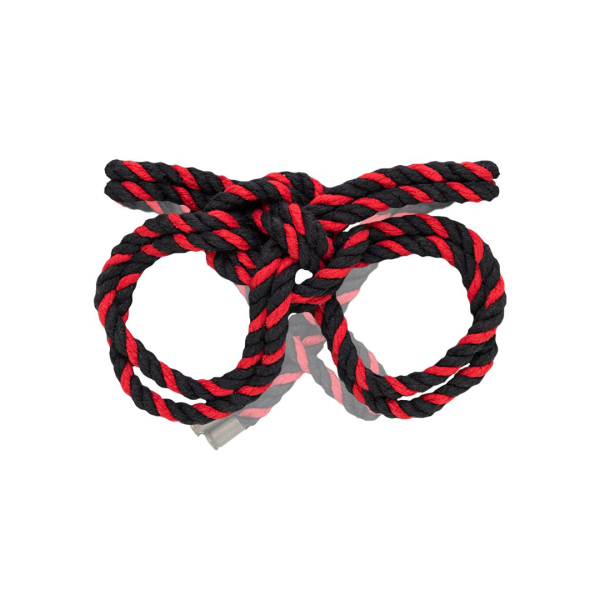 Наручники-оковы Pecado BDSM, "Узел-альфа", из хлопковой веревки, черно-красные, 3,3 м