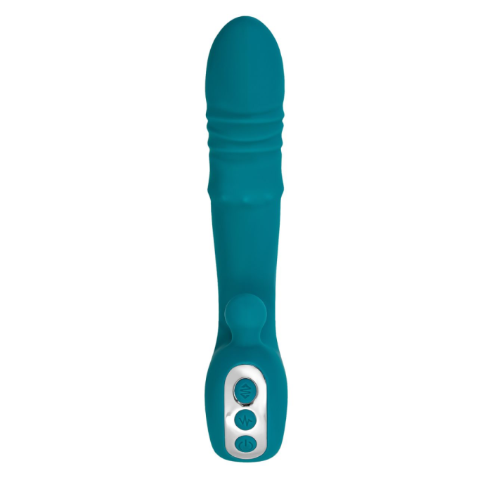 Вибратор с функцией Up&Down и стимулирующим кольцом, JOS Mija, силикон, зеленый, 19 см