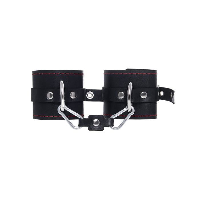 Наручники Pecado BDSM, однослойные с контрастной строчкой, натуральная кожа, черные