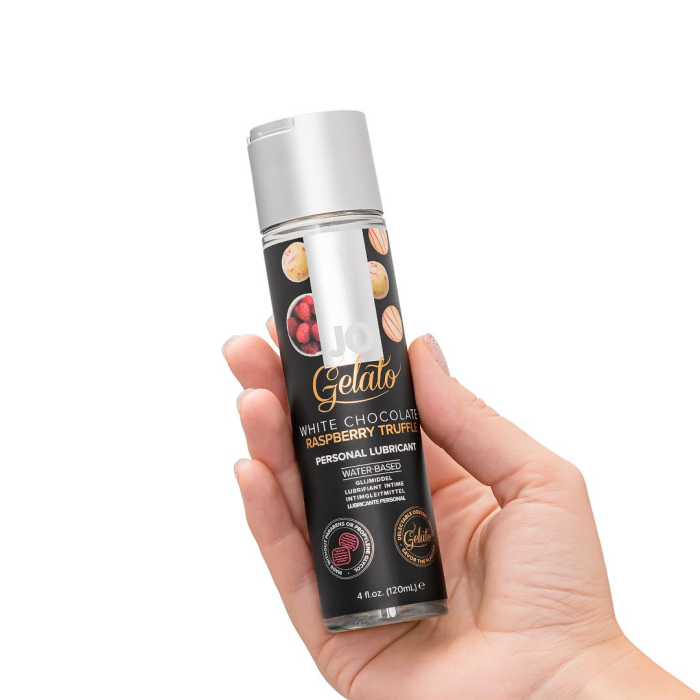 Съедобный лубрикант JO Gelato White Chocolate Raspberry Truffle, белый шоколад и малина, 120 мл