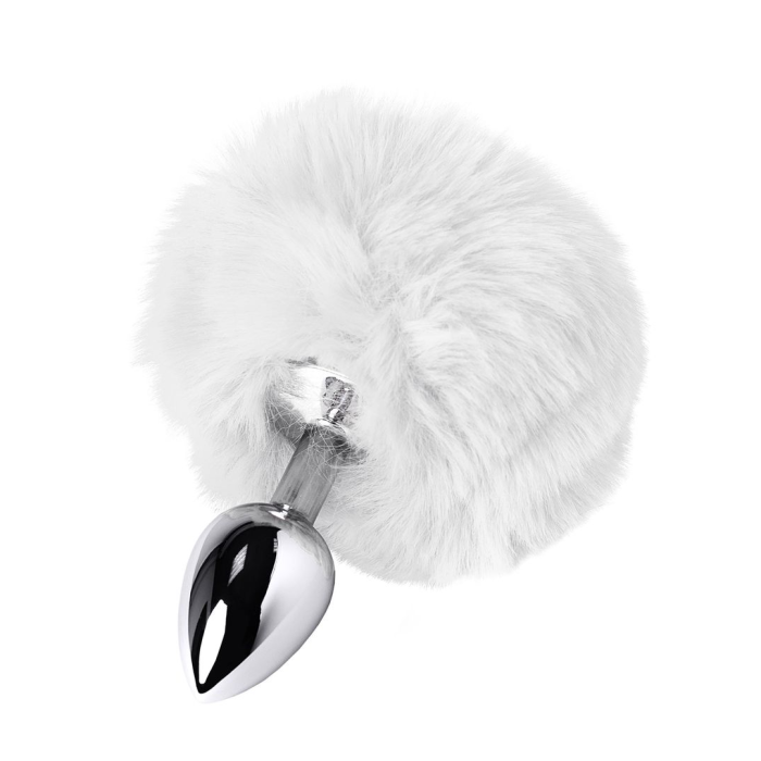 Анальная втулка Metal by TOYFA, металл+искусственный мех, серебряный, белый, 4,2 см