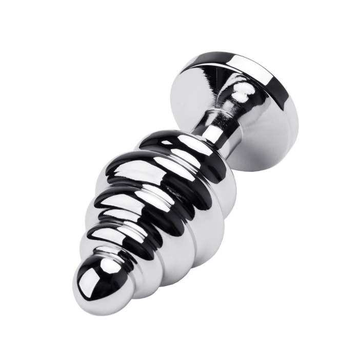 Анальная втулка Metal by TOYFA, металл, серебряная, с красным кристаллом, 9,5 см, Ø 4 см, 145 г