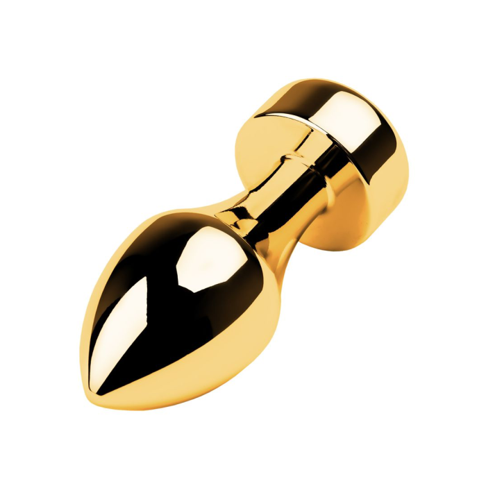 Анальная втулка Metal by TOYFA, металл, золотая, с красным кристаллом, 7,5 см, Ø 2,9 см, 75 г