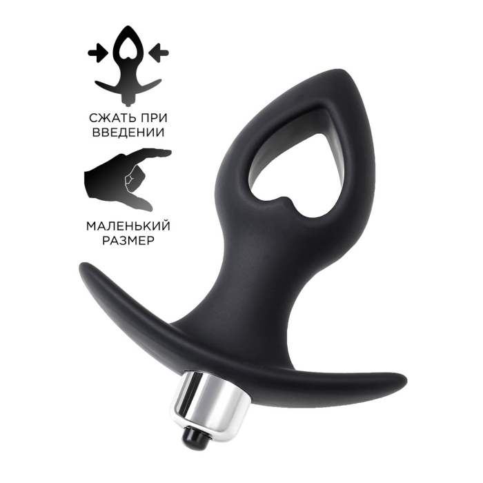 Анальная вибровтулка-расширитель POPO Pleasure by TOYFA Cordis S, силикон, черная, 10 см, Ø 4 см