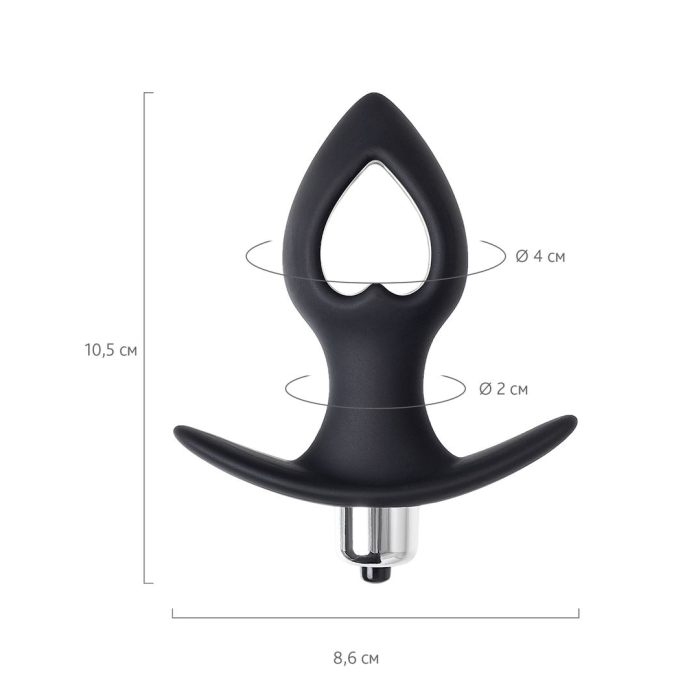 Анальная вибровтулка-расширитель POPO Pleasure by TOYFA Cordis S, силикон, черная, 10 см, Ø 4 см