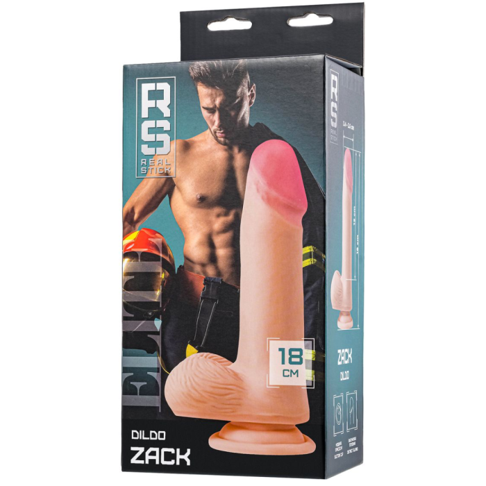 Фаллоимитатор на присоске RealStick Elite Zack, TPR, телесный, 18 см