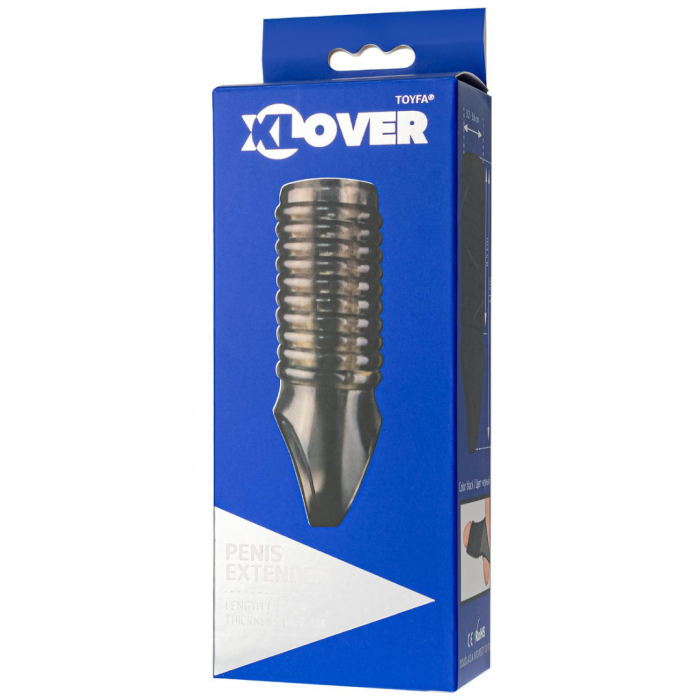 Насадка на пенис сквозная XLover by TOYFA, TPE, черный прозрачный, 11 см