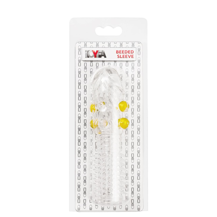 Насадка на пенис с шариками TOYFA Basic, TPE, прозрачный, 14 см
