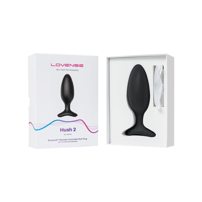 Анальная втулка LOVENSE Hush 2 (M), силикон, черная, 13,5 см, Ø 4,4 см