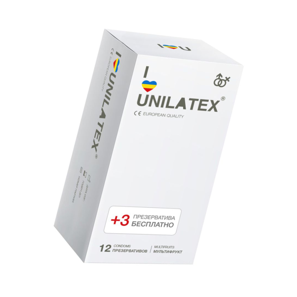 Презервативы Unilatex, multifrutis, аромат, цветные, 19 см, 5,4 см, 15 шт.