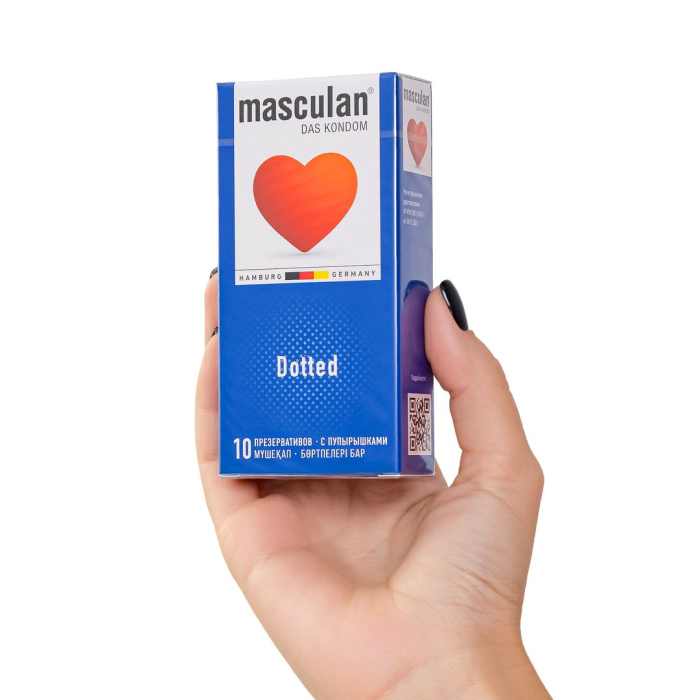 Презервативы Masculan, сlassic 2, doty, латекс, точечные, розовые, 19 см, 5,3 см, 10 шт.