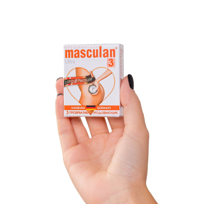 Презервативы Masculan, ultra 3, продлевающие, 19 см, 5,3 см, 3 ш