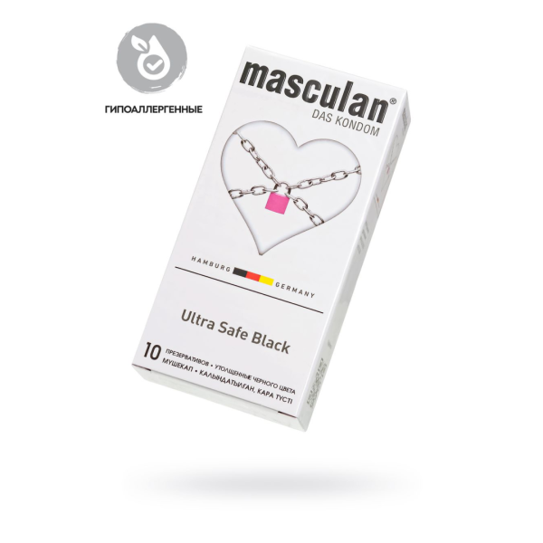 Презервативы Masculan, ultra 4, ультрапрочные, 19 см, 3,4 см, 10 шт.(Ultra Safe Black № 10)