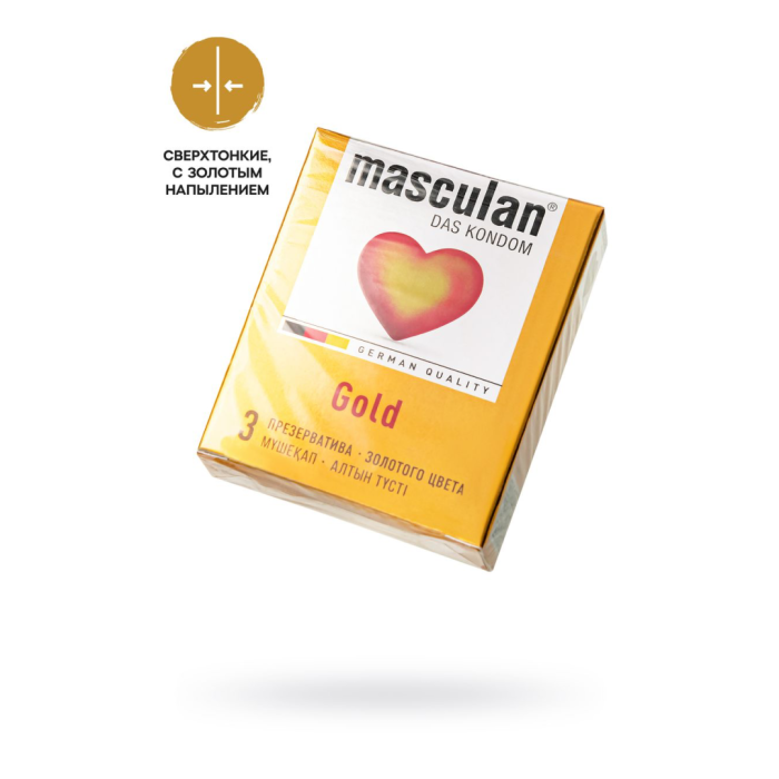 Презервативы Masculan, 5 ultra, золотые, 19 см, 5,3 см, 3 шт.(Gold № 3)